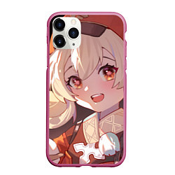 Чехол iPhone 11 Pro матовый Genshin Impact Klee cute happy, цвет: 3D-малиновый