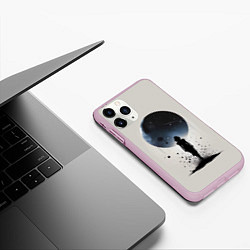 Чехол iPhone 11 Pro матовый Силуэт девушки на фоне космоса, цвет: 3D-розовый — фото 2