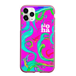 Чехол iPhone 11 Pro матовый Abstract floral pattern - aloha, цвет: 3D-малиновый