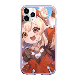 Чехол iPhone 11 Pro матовый Genshin Impact Кли милая happy, цвет: 3D-светло-сиреневый