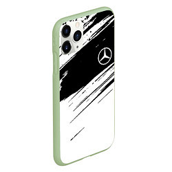 Чехол iPhone 11 Pro матовый Mercedes benz краски чернобелая геометрия, цвет: 3D-салатовый — фото 2