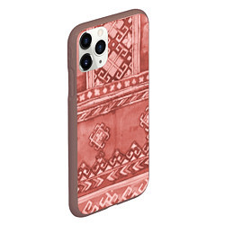 Чехол iPhone 11 Pro матовый Красный славянский орнамент, цвет: 3D-коричневый — фото 2