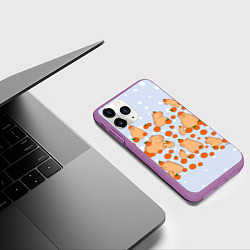 Чехол iPhone 11 Pro матовый Мем капибара и мандарины, цвет: 3D-фиолетовый — фото 2