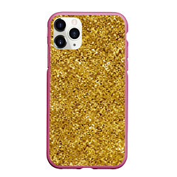 Чехол iPhone 11 Pro матовый Золотой волнистый с переливами, цвет: 3D-малиновый