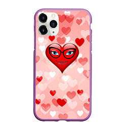 Чехол iPhone 11 Pro матовый Сердце в очках, цвет: 3D-фиолетовый