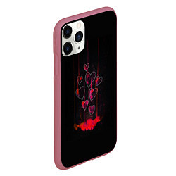 Чехол iPhone 11 Pro матовый Раненые сердца, цвет: 3D-малиновый — фото 2