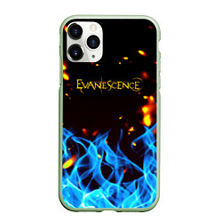 Чехол iPhone 11 Pro матовый Evanescence огонь рок группа, цвет: 3D-салатовый