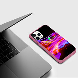 Чехол iPhone 11 Pro матовый Counter Strike - neon glow, цвет: 3D-малиновый — фото 2
