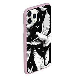 Чехол iPhone 11 Pro матовый Белый голубь мира, цвет: 3D-розовый — фото 2