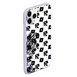 Чехол iPhone 11 Pro матовый Roblox pattern game black, цвет: 3D-светло-сиреневый — фото 2
