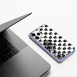 Чехол iPhone 11 Pro матовый Roblox pattern game black, цвет: 3D-светло-сиреневый — фото 2