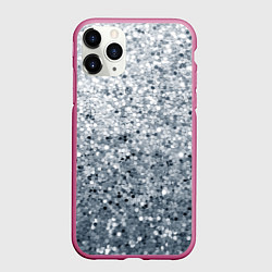Чехол iPhone 11 Pro матовый Серебряный гламур, цвет: 3D-малиновый