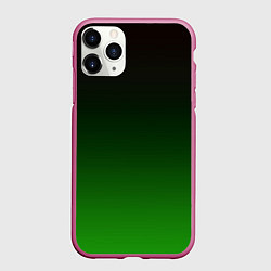 Чехол iPhone 11 Pro матовый Чёрно зелёный градиент