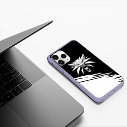 Чехол iPhone 11 Pro матовый Ведьмак лого белое линии, цвет: 3D-светло-сиреневый — фото 2