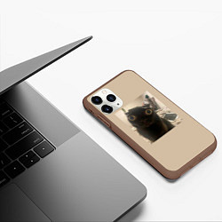Чехол iPhone 11 Pro матовый Котик из мема, цвет: 3D-коричневый — фото 2