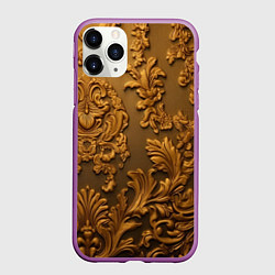 Чехол iPhone 11 Pro матовый Темная лепнина золото, цвет: 3D-фиолетовый