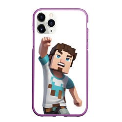 Чехол iPhone 11 Pro матовый Майнкрафт Стив с кулаком, цвет: 3D-фиолетовый