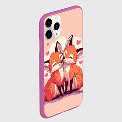 Чехол iPhone 11 Pro матовый Влюбленные рыжие лисички, цвет: 3D-фиолетовый — фото 2
