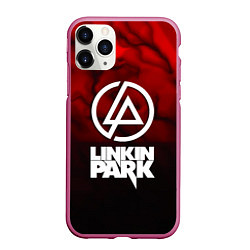 Чехол iPhone 11 Pro матовый Linkin park strom честер, цвет: 3D-малиновый