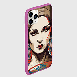 Чехол iPhone 11 Pro матовый Русская военная девушка, цвет: 3D-фиолетовый — фото 2
