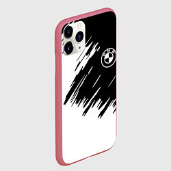 Чехол iPhone 11 Pro матовый BMW sport краски черные разрывы, цвет: 3D-малиновый — фото 2