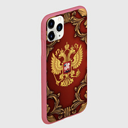 Чехол iPhone 11 Pro матовый Золотой герб России на красном фоне лепнина, цвет: 3D-малиновый — фото 2