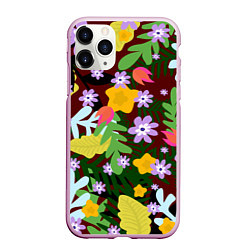 Чехол iPhone 11 Pro матовый Гавайская цветочная расцветка, цвет: 3D-розовый