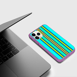 Чехол iPhone 11 Pro матовый Вертикальные неоновые полосы, цвет: 3D-фиолетовый — фото 2