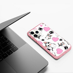 Чехол iPhone 11 Pro матовый Влюблённый котик аниме и сердечки, цвет: 3D-баблгам — фото 2