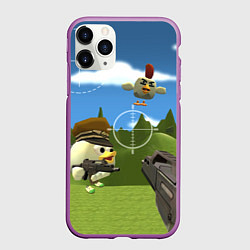 Чехол iPhone 11 Pro матовый Чикен Ган - бой, цвет: 3D-фиолетовый