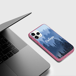 Чехол iPhone 11 Pro матовый Сибирь леса, цвет: 3D-малиновый — фото 2