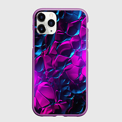 Чехол iPhone 11 Pro матовый Кислотная яркая абстракция в камуфляжном стиле фио, цвет: 3D-фиолетовый