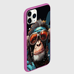 Чехол iPhone 11 Pro матовый Крутая обезьяна в очках, цвет: 3D-фиолетовый — фото 2