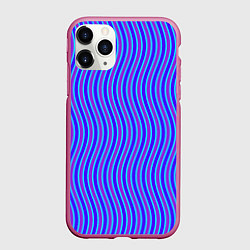 Чехол iPhone 11 Pro матовый Неоновые волнистые полосы, цвет: 3D-малиновый