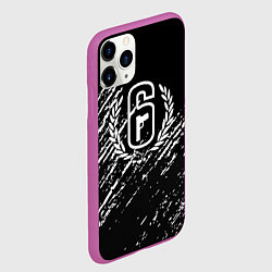 Чехол iPhone 11 Pro матовый Rainbow six штриховка краски, цвет: 3D-фиолетовый — фото 2