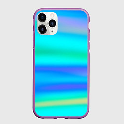 Чехол iPhone 11 Pro матовый Неоновые мягкие полосы через матовое стекло, цвет: 3D-фиолетовый