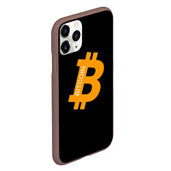 Чехол iPhone 11 Pro матовый Биткоин криптовалюта оранжевое лого, цвет: 3D-коричневый — фото 2