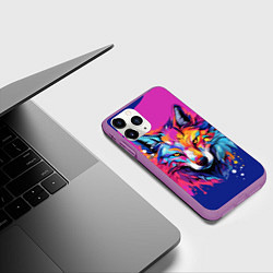Чехол iPhone 11 Pro матовый Волк в стиле поп-арт, цвет: 3D-фиолетовый — фото 2