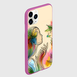 Чехол iPhone 11 Pro матовый Очертания девушки, цвет: 3D-фиолетовый — фото 2