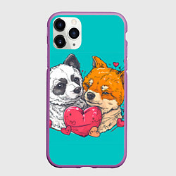 Чехол iPhone 11 Pro матовый Влюбленная собачка и лисичка, цвет: 3D-фиолетовый