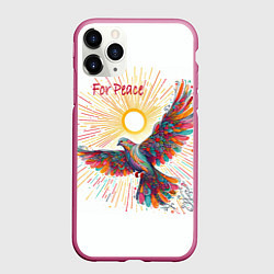 Чехол iPhone 11 Pro матовый Голубь мира, цвет: 3D-малиновый