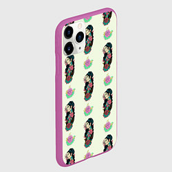 Чехол iPhone 11 Pro матовый Девушка и цветок, цвет: 3D-фиолетовый — фото 2
