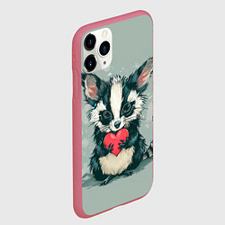 Чехол iPhone 11 Pro матовый Пушистый зверек с сердечком, цвет: 3D-малиновый — фото 2