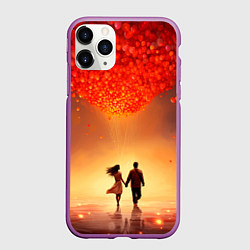 Чехол iPhone 11 Pro матовый Влюбленная пара в день святого Валентина, цвет: 3D-фиолетовый