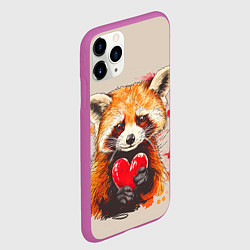 Чехол iPhone 11 Pro матовый Влюбленный енот 14 февраля, цвет: 3D-фиолетовый — фото 2