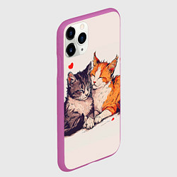 Чехол iPhone 11 Pro матовый Влюбленные коты 14 февраля, цвет: 3D-фиолетовый — фото 2