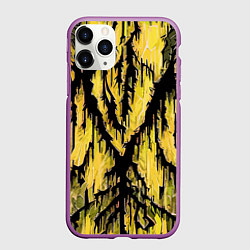 Чехол iPhone 11 Pro матовый Жёлтый разлом, цвет: 3D-фиолетовый