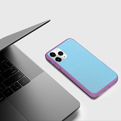 Чехол iPhone 11 Pro матовый Голубой градиент стиль мету ком, цвет: 3D-фиолетовый — фото 2