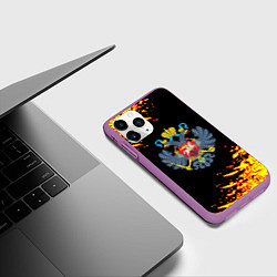 Чехол iPhone 11 Pro матовый Герб краски россия, цвет: 3D-фиолетовый — фото 2