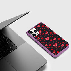 Чехол iPhone 11 Pro матовый Готичные сердечки, цвет: 3D-фиолетовый — фото 2